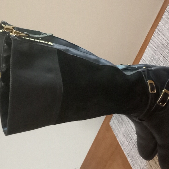 Franco Sarto "Lapis" Black Leather & Suede Look Knee High Boots in Size 7M - Picture 8 of 11